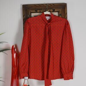 Vintage 80s Diane Von Furstenburg graphic secratory blouse 10